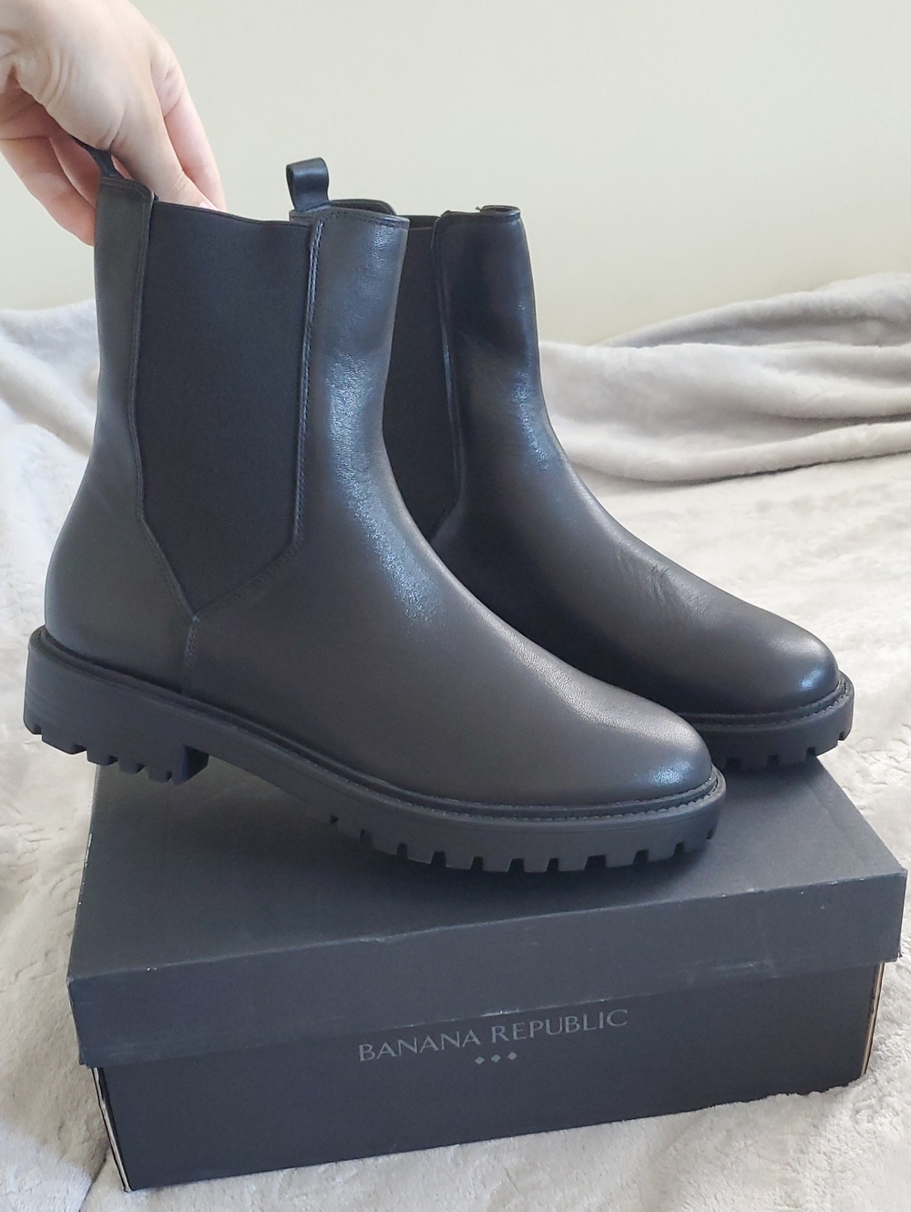 Banana Republic Black Chelsea Lug Ankle Boots